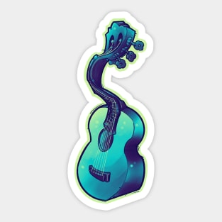 aqua blue acoustic guitar twisting Sticker